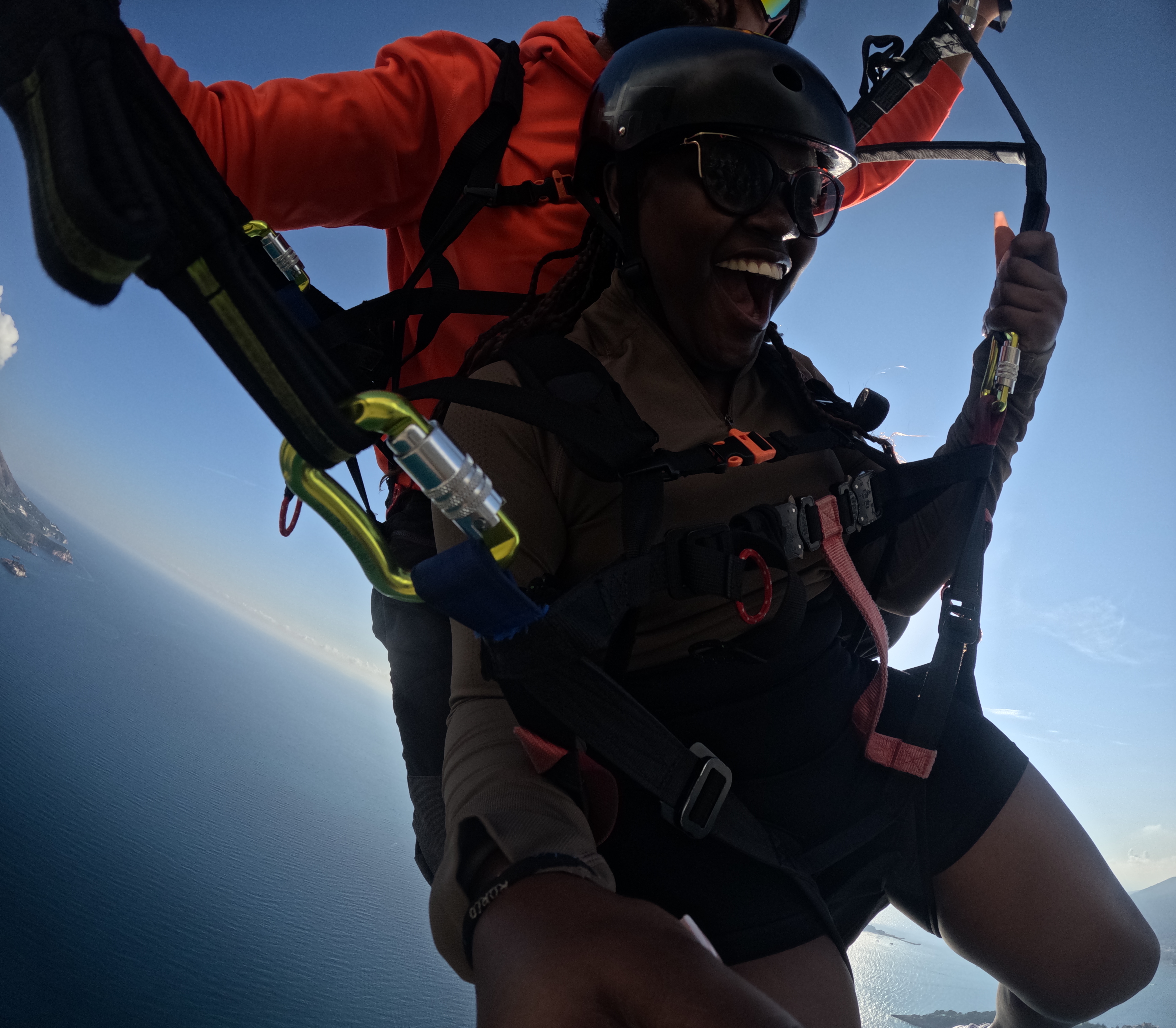 Tandem paragliding flight above Budva, Montenegro